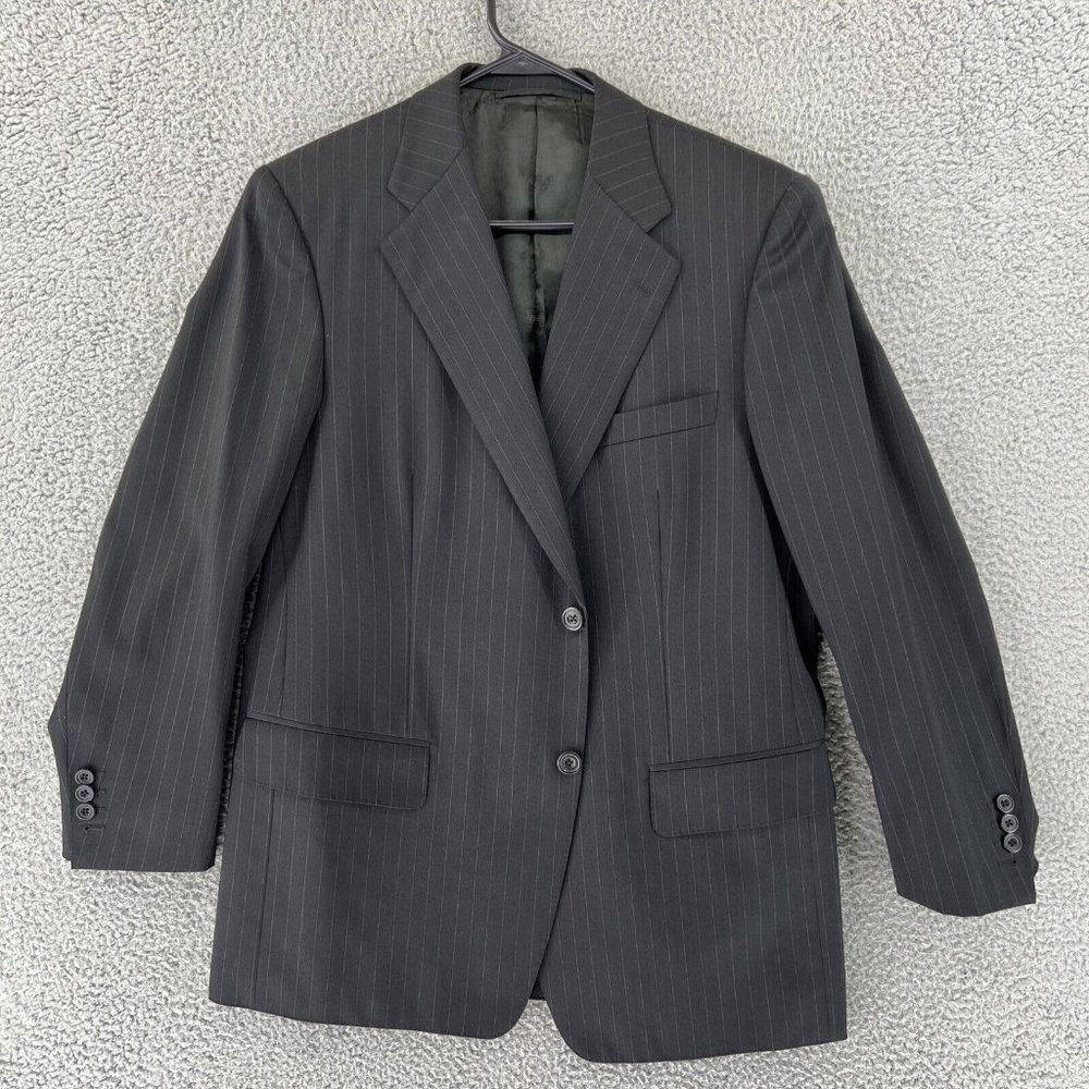 Ermemegildo Zegna Heritage Wool‎ Mens Black Stripe Jacket Sport Coat 42R READ